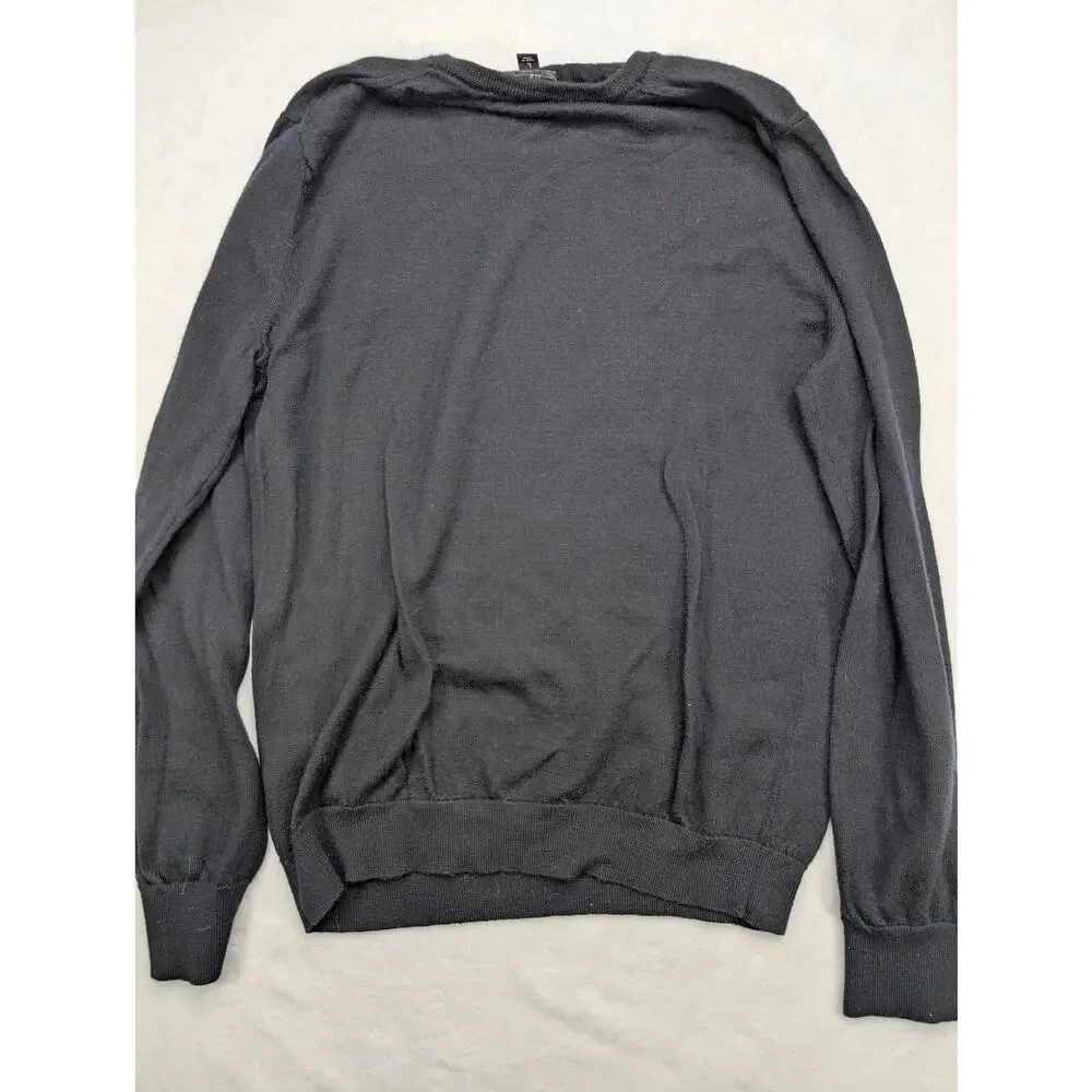 JCrew Merino Wool Mens Sweater Large Black Slim Fit Lightweight Soft‎ Warm